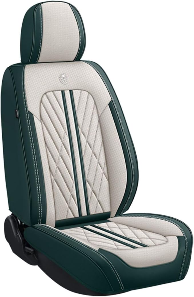Premium Nappa Leatherette Car Seat Cover Set Custom Fit for Honda CR-V CRV 2000-2023 2024 2025 2026 Water-Proof Breathable Faux Leather Seat Cushion Protectors (Front 2 Seats,Beige Green)