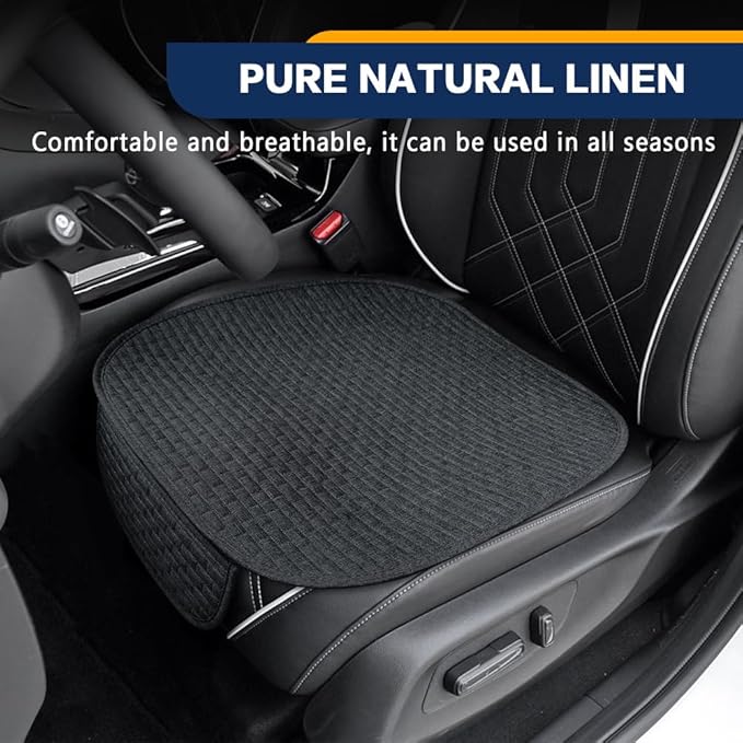 2PCS Car Seat Bottom Cover Pad, Car Seat Mat, Driver Cushion with Comfort Memory Foam & Non-Slip Rubber Bottom, Vehicle Accessories Breathable Seat Protector Mat for Auto Office Home (Black)