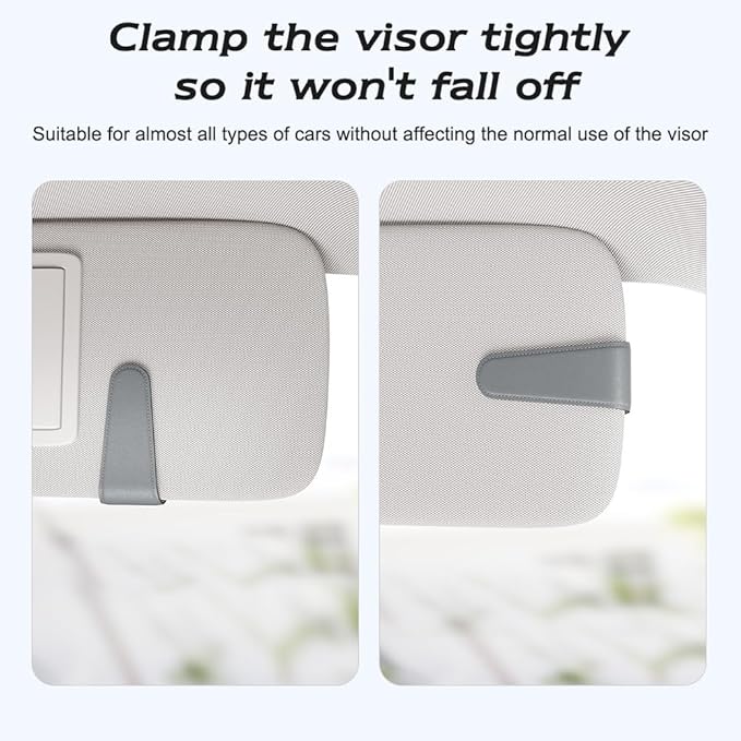 Sotfamily Sunglass Holder for Car Visor, Suede Cloth Magnetic Sunglass Organizer for Car Accessories, 2 Packs, Gray