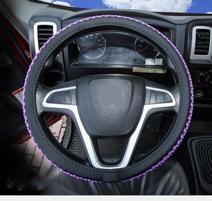 Size 16-20 Inch Ice Silk Ventilation Multi-Style Comfy Grip Steering Wheel Cover for Truck, Bus, Big Rig Trucker,SUV， Anti-Slip Design 16-20 Inch (Purple, 20)