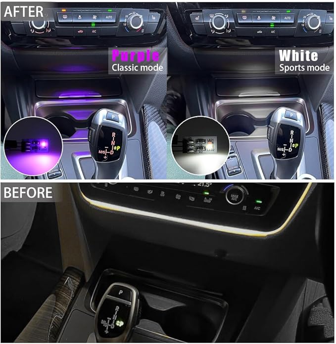 NJSBYL LED Purple-White Ambient Lighting Circuit Board for B-MW 2 3 4 Series X1 X2 I3 M2 M3 M4 Pre-LCI Courtesy Dashboard Instrument Panel Storage Tray Atmosphere Lamp Light Replacement Board