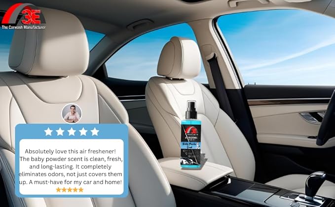 3E Car Air Freshener Premium Baby Powder Scent 16 fl oz – Professional Automotive Air Freshener & Odor Eliminator, Long-Lasting Interior Fragrance for Cars, Trucks, SUVs, RV, Home & Office