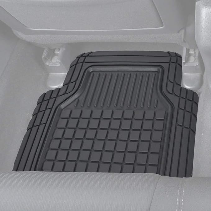 Motor Trend FlexTough Rubber Car Floor Mats with Cargo Trunk Liner, Trim to Fit Performance Plus Heavy Duty Liners for Auto SUV Truck Car Van, Thick & All Weather