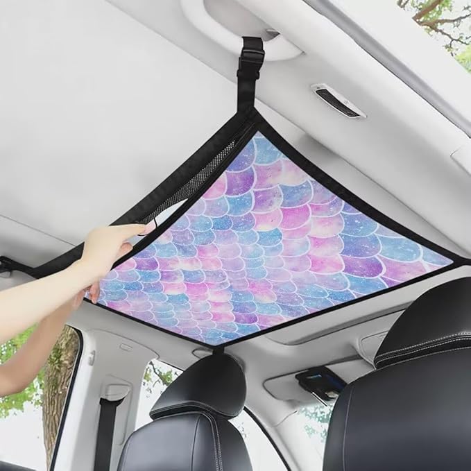 Blue-Purple Scales Car Roof Storage Bag Car Roof Seat Organizer All Car Storage Organizers Inner Car Accessories Compatible with Most Vehicles