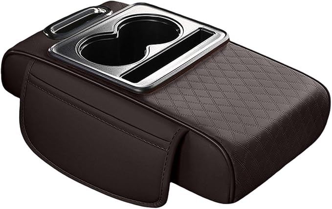 Car Center Console Pad PU Leather Armrest Organizer with Tissue Box Slot for Vehicles, Style F