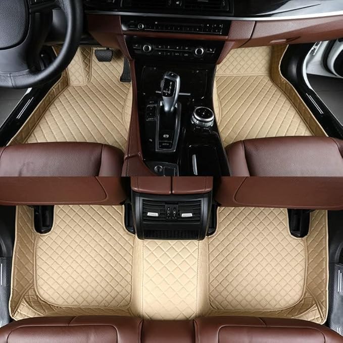 Car Floor Mats Automotive Floor Mats Vehicle Specific All Weather Protection Custom Compatible with Most of 98% Cars SUVs (Color Beige)