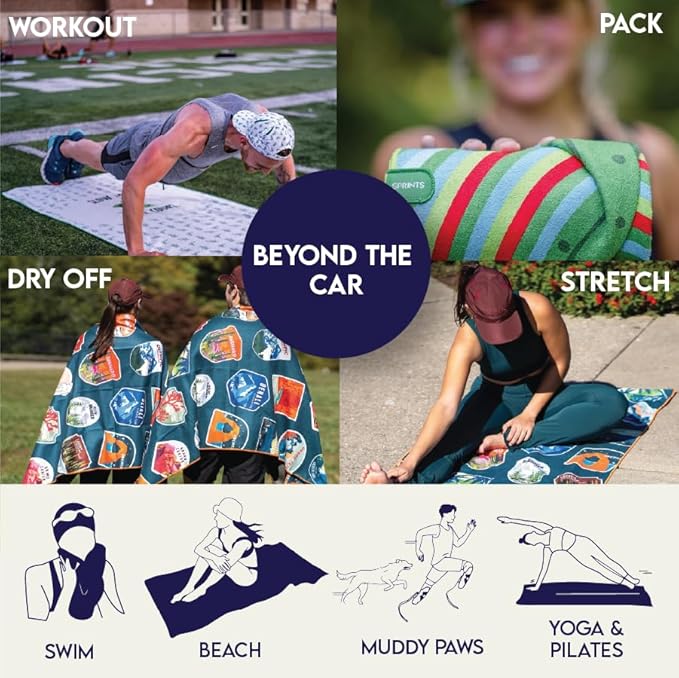 Sprints Athletic Running Towel, Full-Sized, Car Seat Cover - Performance Microfiber (Paisley Probs)