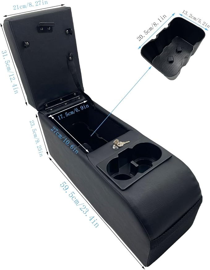 Truck Center Console Truck Seat/Bench Organizer for Jeep CJ/Wrangler YJ | Fits 1976-1983 Jeep CJ5 / 1976-1986 Jeep CJ7（Black）