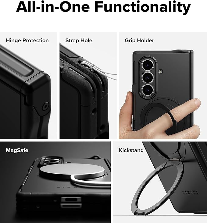 Ringke Alles Pro for Samsung Galaxy Z Fold 7 Case [Compatible with MagSafe] Hinge Protection Powerful Magnet Shockproof Cover with 360° Rotating Kickstand - Black