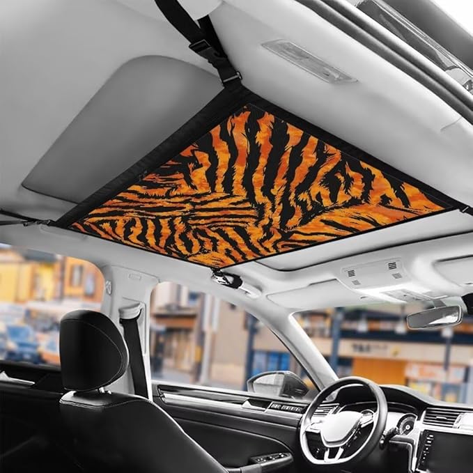 Tiger Stripes Car Roof Storage Bag Auto Seat Storage Hanging Bag All Car Storage Organizers Vehicle Passenger Seat Organization and Storage for Kids Adults