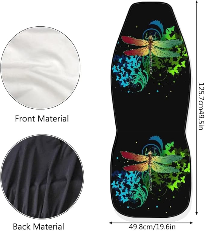 BIGCARJOB Butterflies Dragonfly Car Seat Covers Full Set,Dragonfly Pattern Bucket Seat Cover for Cars,SUV Truck,Univerfal Fit Auto Interior Accessories Car Seat Protector Set of 2 pcs