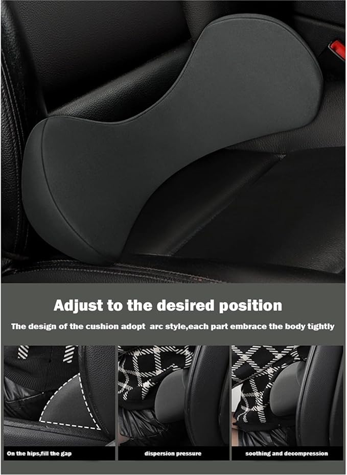 Memory Foam Car Seat, Car Lumbar Support Pillow Tailbone Support Cushions, Back Pad Massager Waist Cushion for Car Seat, Office Chair(1 Wine red)