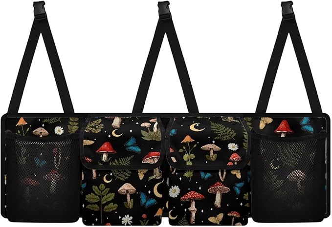 Mushroom Trunk Organizer Women Small SUV Trunk Organizers and Storage, Machine Washable Car Travel Accessories with 4 Pockets Are Deep Enough That Things Won't Sag or Fall Out