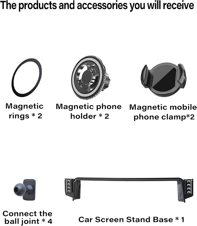 Magnetic Car Phone Mount for Toyota Grand Highlander/Grand Highlander Hybrid 2024-2026,for MagSafe Strong Magnets Cell Phone Holder 12.3-Inch Touch Screen Cradles,with Portable Phone Gripper