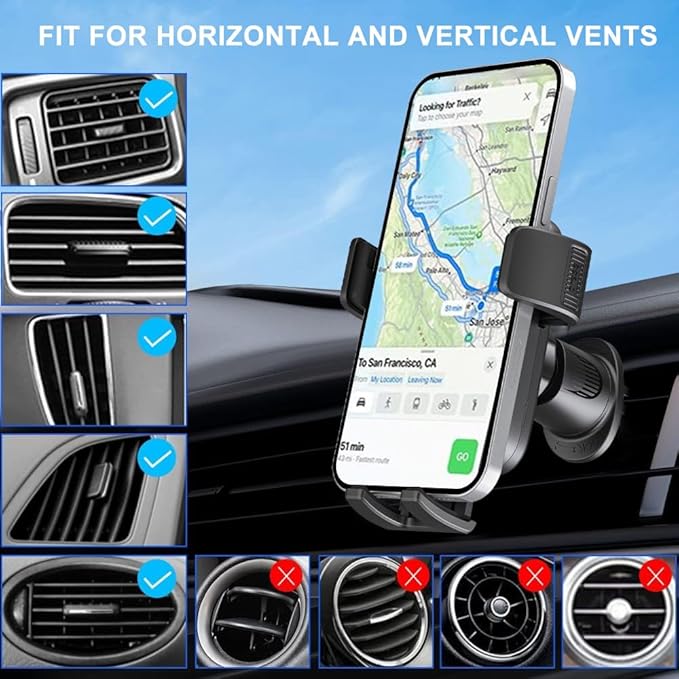 Wireless Car Charger, Auto-Clamping Air Vent Mount Car Phone Holder - 15W/10W/7.5W Fast Charging Compatible with iPhone 17/16/15/14/13/13 Pro/12 Pro Max/12 Pro/12 & Samsung Galaxy, Gift for Men Women