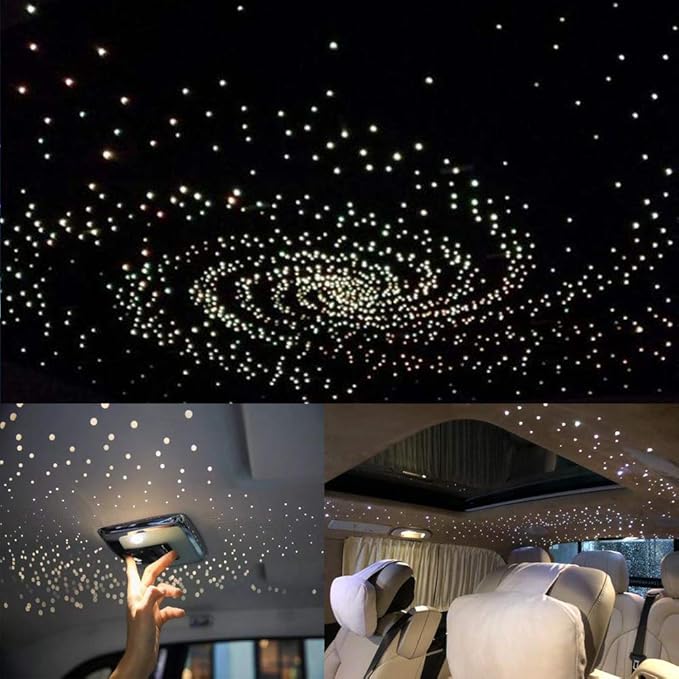 AKEPO 16W Fiber Optic Lights Starlights Headliner Kit, APP Control Optical Fiber Cable 550pcs13.1ft/4m 0.75mm RGBW Music Activated Light Source with 28key RF Remote Control for Home & Car