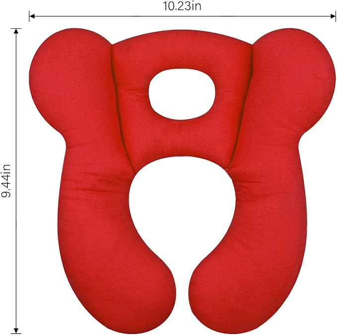 Baby Travel Pillow, Upgrade U-Shape Infant Pillow for Car Seat Pushchair and Stroller, Soft Comfortable Sleep Cushion for Kids Newborn and Toddler -Red