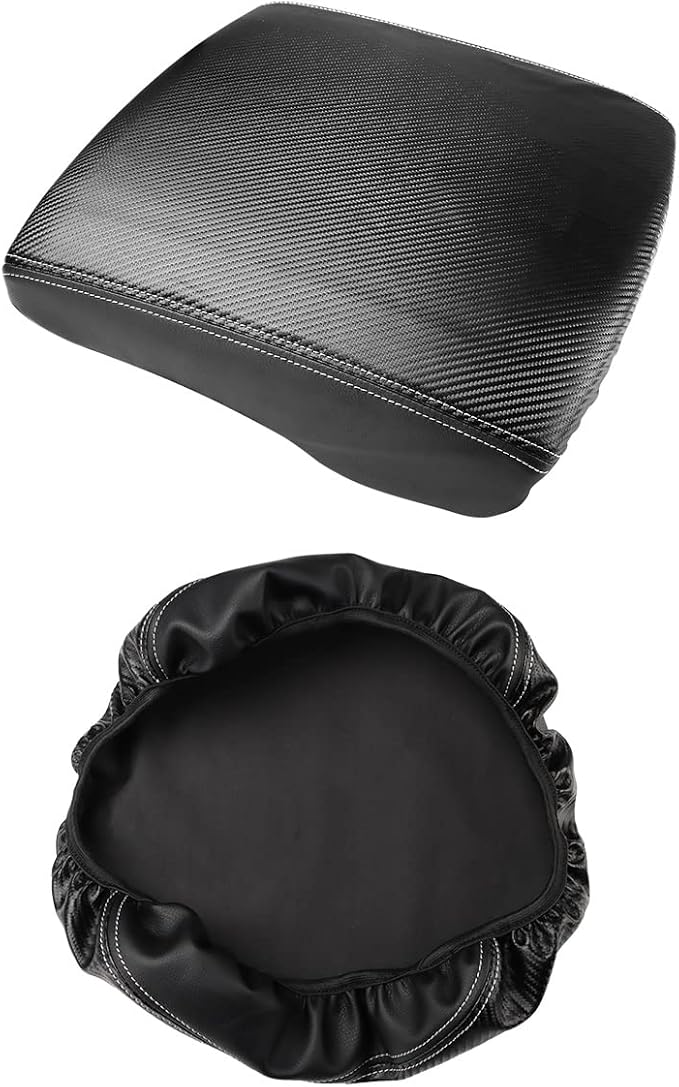 INTGET Car Center Console Armrest Cover for 2022 2023 Dodge Ram 1500 2500 3500 Accessories 2019 2020 2021 Arm Rest Box Lid Protector Pad Cushion Dog Seat Cover (Black with Carbon Fiber Texture)