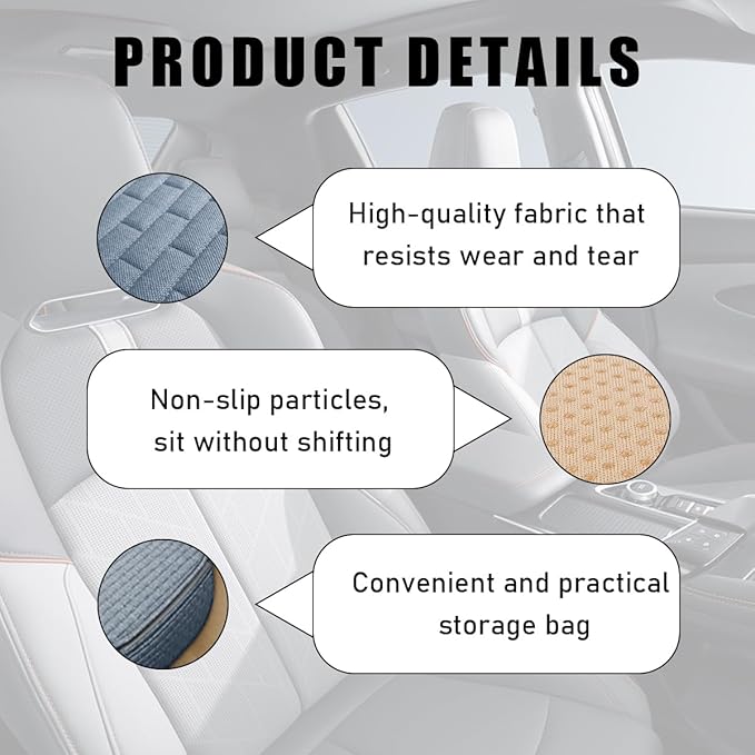 4PCS Car Seat Cover Pad, Breathable Auto Front Seat Bottom Cushion Mat & Seatback Cover, Soft Comfortable Vehicle Full Seat Protector, Universal Truck SUV Car Accessories (Gray)