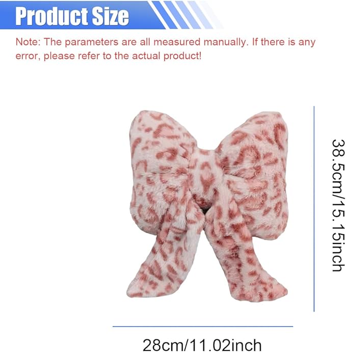 2PCS Cute Bow Car Headrest Pillow, Soft Breathable Leopard Plush Car Neck Support Pillow, Comfortable Warm Ergonomic Auto Interior Head Rest Cushion for Women, Girl (Pink)