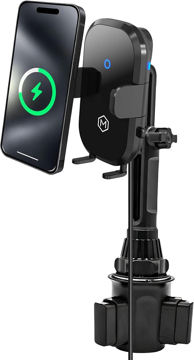 Wireless Car Charger Mount - Auto Scan & Auto Grip Car Phone Mount - Compatible with iPhone 14/15/16/17 & iPhone Air - Fast Charger Car Mount Accessories for Cup Holder