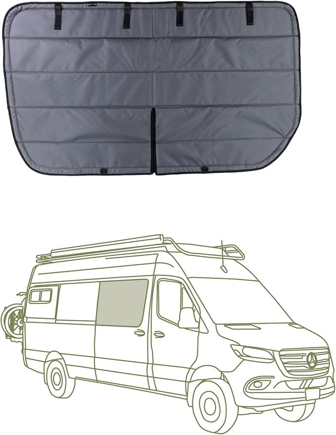 VanEssential Insulated Magnetic Blackout Window Cover Designed for Mercedes-Benz NCV3 & VS30 Sliding Door with Bare Metal Frame ONLY (Van Years 2007 to Current Year) - Charcoal Gray