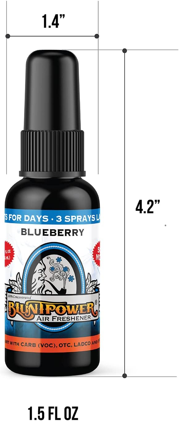 BluntPower (Blueberry, 3 Pack) Concentrated Air Freshener - Premium Oil Based Air Freshener Spray For Home and Car - Long-Lasting Bathroom Spray, Car Freshener, & Odor Eliminator Spray