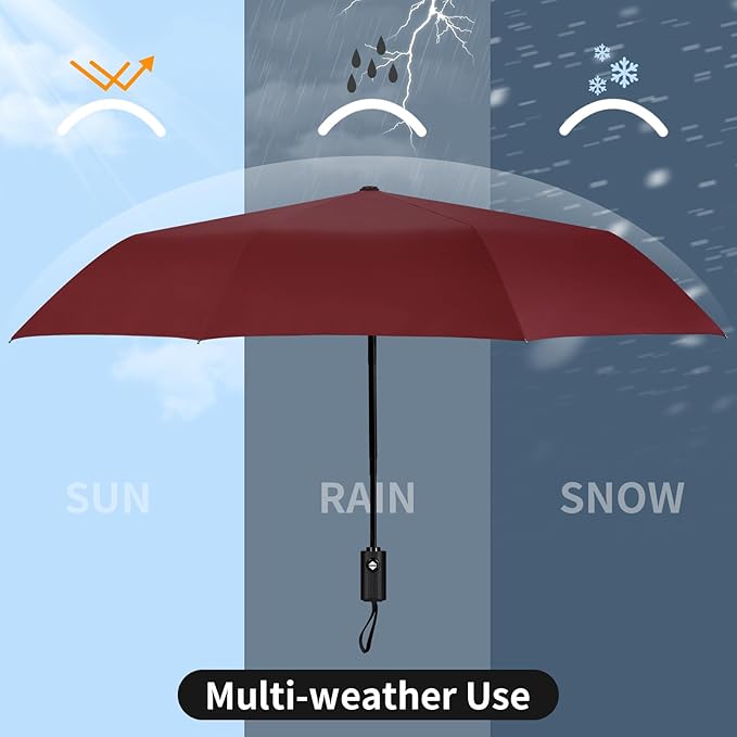 Yoobure Windproof Travel Umbrella - Automatic Umbrellas for Rain, Compact Folding Umbrella with UV Protection, Lightweight Portable Design for Backpack/Walking/Car, Sun & Storm Ready