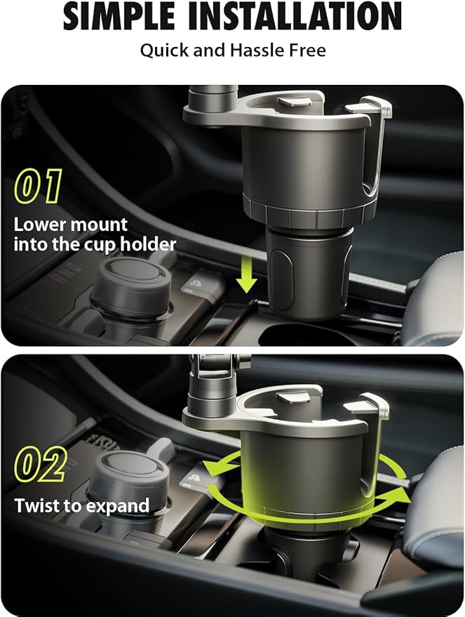 Bracketron Cup Holder Phone Mount for Car - TripGrip 2-in-1 Expandable Phone Holder with 360° Rotation & Ultra Stable Folding Support Legs, Fits Devices up to 3.5"