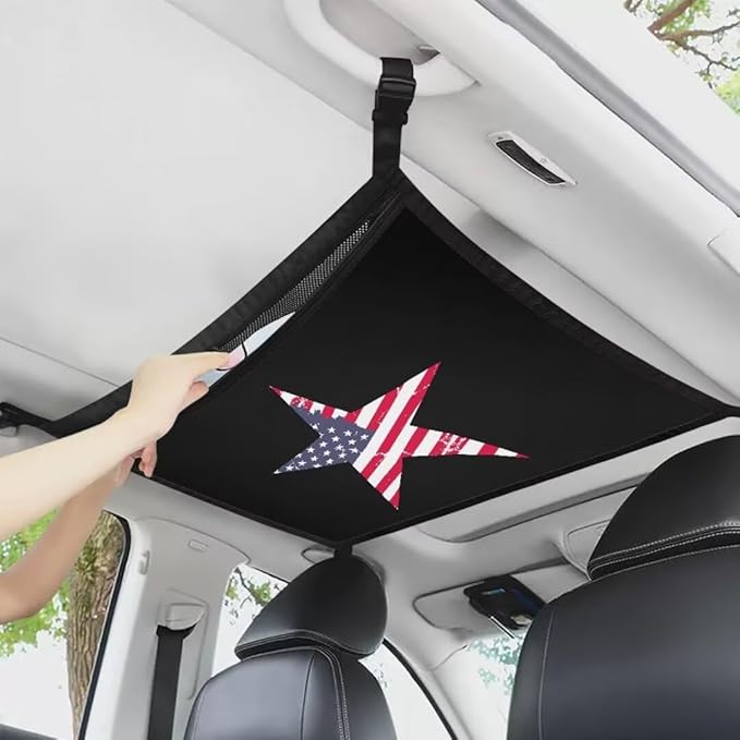 Car Roof Storage Bag American Star Print Car Seat Organizer Roof Storage All Car Storage Organizers Large Capacity Storage for Small Items