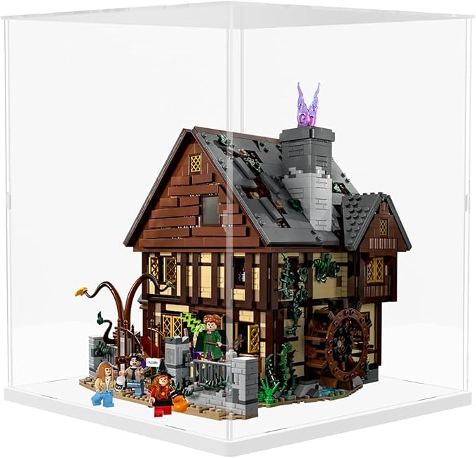 Choowin Acrylic Display Case for Lego Boutique Hotel 10297 for Lego Modular Buildings for Lego Hocus Pocus 21341 Thickened Clear Display Cases for Collectibles Assemble Dustproof Display Box(White)
