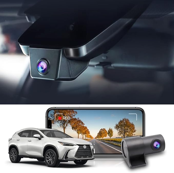 Fitcamx Front 2K+Rear 1080P Dash Cam Adapts for Lexus RX 350 2023-2026 & RX Hybrid 350h 450h 500h, Integrated OEM Look, Dual HD Video, WiFi & APP, Loop Recording, G-Sensor, Easy to Use, 64GB Card