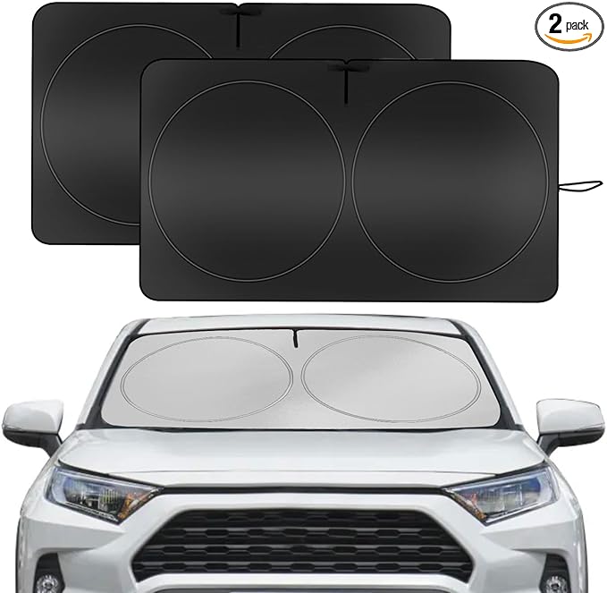 YUGUANG 2 Pack Car Windshield Sun Shade, 240T Thickened Sun Shade for Car Front Windshield Blocks Heat U-V Rays to Keeps Cars Interior Cool (59.1 x 31.5inch)