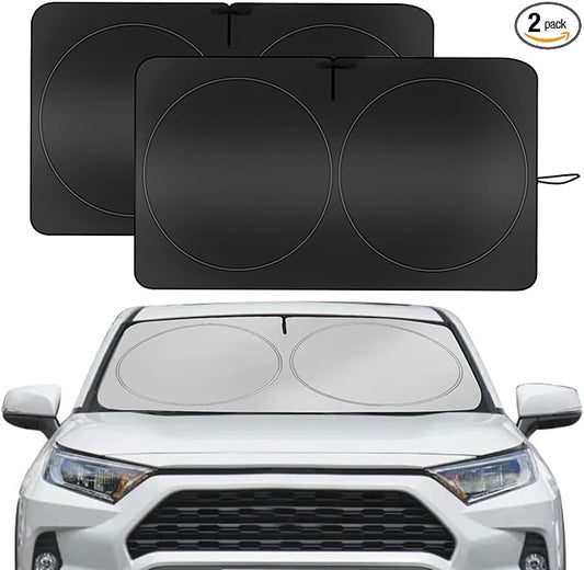 YUGUANG 2 Pack Car Windshield Sun Shade, 240T Thickened Sun Shade for Car Front Windshield Blocks Heat U-V Rays to Keeps Cars Interior Cool (59.1 x 31.5inch)