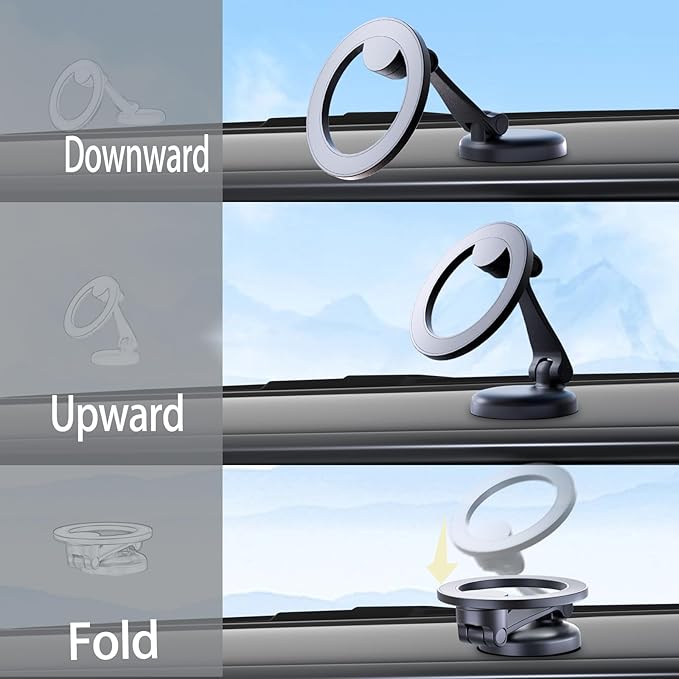 Fits MagSafe Car Mount for Universal Dashboard & Tesla Screen Zinc Alloy Foldable Hands-Free iPhone Car Mount Super Stable Car Mount for iPhone 15 Pro Max 14 13 12&All Phones