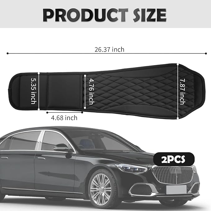 2PCS Leather Headrest Covers for Cars,Multi-Purpose Car Headrest Cover with Storage Bag,Stylish Head Rest Cover for Car as Back Seat Organizer with Diamond Check Pattern