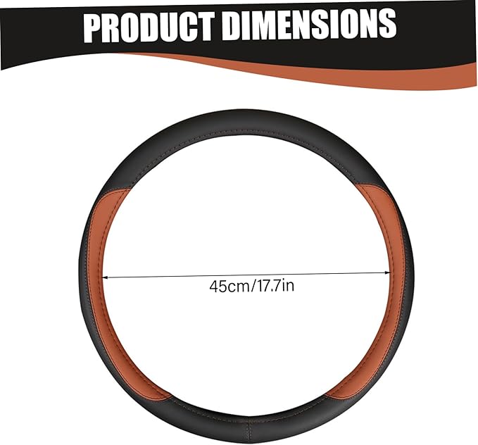 18 Inch Steering Wheel Cover, Leather Truck Steering Wheel Covers for Semi Trucks & Big Rigs, (Black Brown, 45cm/18)