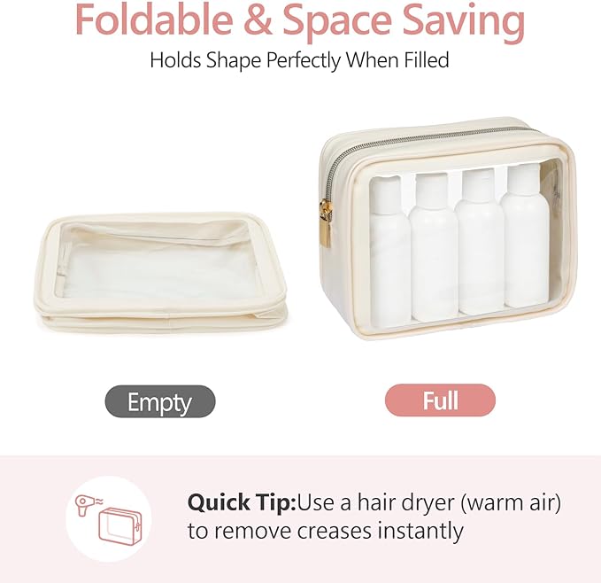 PACKISM Clear Makeup Bag - TSA Approved Toiletry Bag for Carry-on & Checked Luggage, Water Resistant Car Storage Organizer with Reinforced Seams