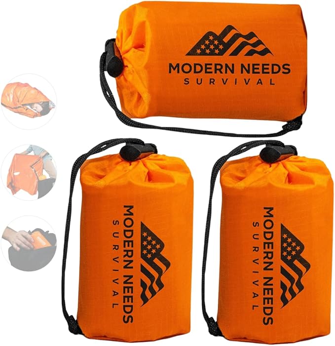 MODERN NEEDS Emergency Sleeping Bag Survival – Thermal Blanket & Bivy Sack | Emergency Bivy & Survival Blanket | Outdoor Sleeping Bag & Hiking Sleeping Bag | Sleeping Bags for Adults