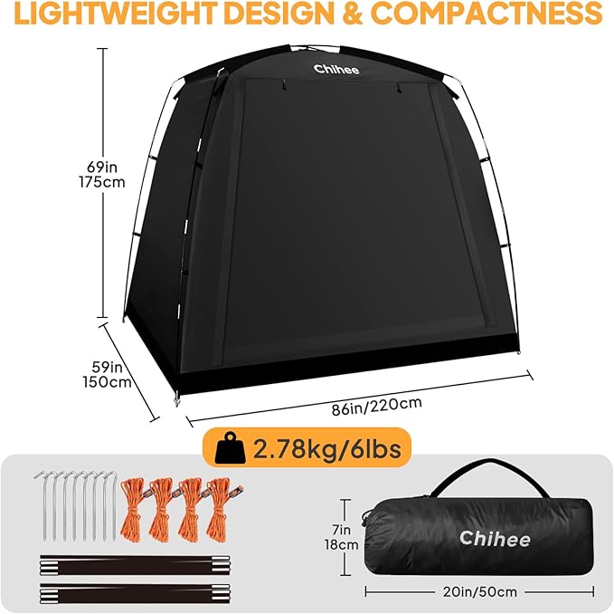 Chihee Bike Covers Shelter Bicycle Storage Sheds Travel Bike Tent Portable Waterproof Bicycle Cover for 2-3 Bikes 2 Doors Outdoor Storage for Motorcycle Garden Tools Lawn Mower All Seasons Easy Setup