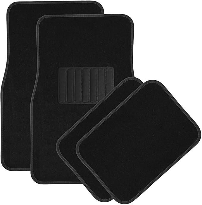 OxGord Luxe Carpet-Floor-Mats Set for Car - Rubber-Lined All-Weather Heavy-Duty Protection for All Vehicles - 4 Piece, Black