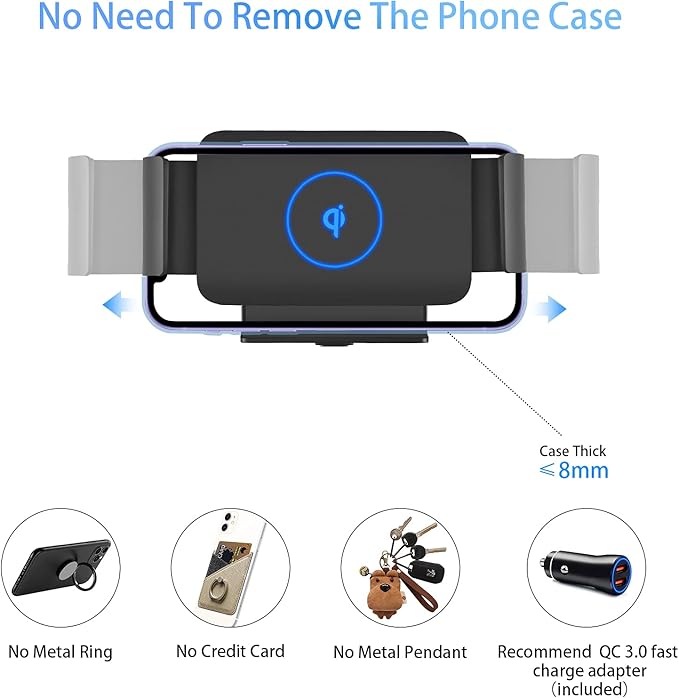 Wireless Car Charger Mount Compatible with Galaxy S25 Ultra/S25+/S25/S24/S23/S22 Series, Car Phone Wireless Charger for iPhone 17/Air/16/15/14/13/12 Series, Auto Clamp Air Vent Car Mount