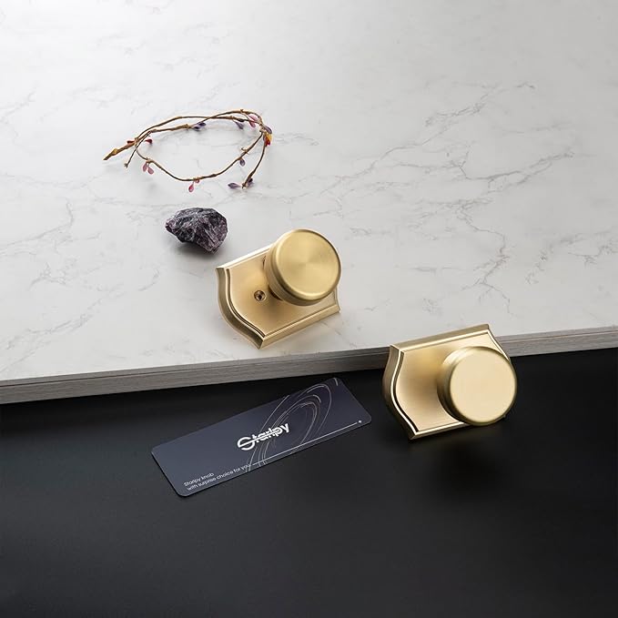 Brass Door Knob Dummy, Interior Pismo Doorknobs,Gold Door Knobs with Camelot Trim