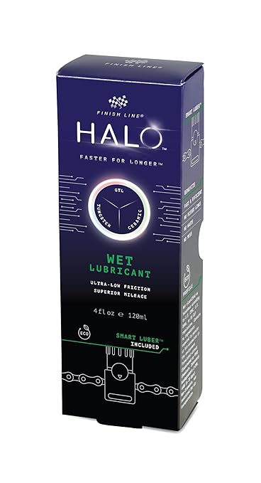 Halo Wet Bike Chain Lubricant | Premium Bicycle Care for Extended Drivetrain Performance Efficiency | Bottle with Smart Luber, 4 fl oz / 120 ml