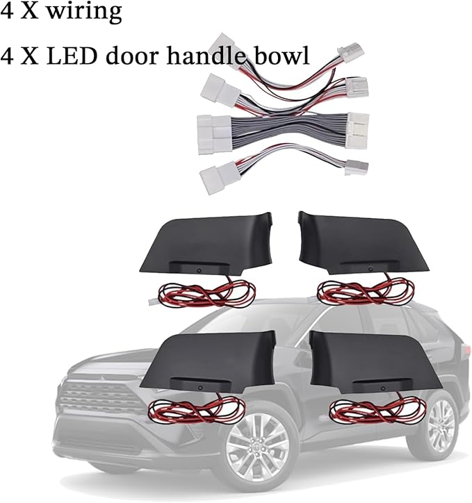 Door Bowl Light Fit for Toyota RAV4 2019 2020 2021 Inner Door Handle Accessories Bowl Shape LED Light Ambient Light Interior 4 pcs (White)