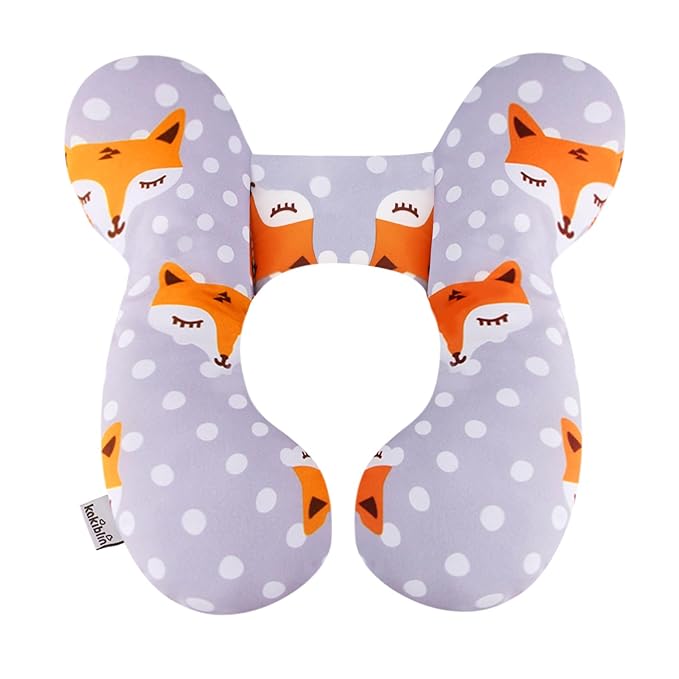 KAKIBLIN Baby Travel Pillow,Baby Neck Pillows for Car Seat,Upgraded Head Pillow,Newborn Head and Neck Support Pillow for Car Seat, Stroller, Pushchair,Travel (Gray Fox)