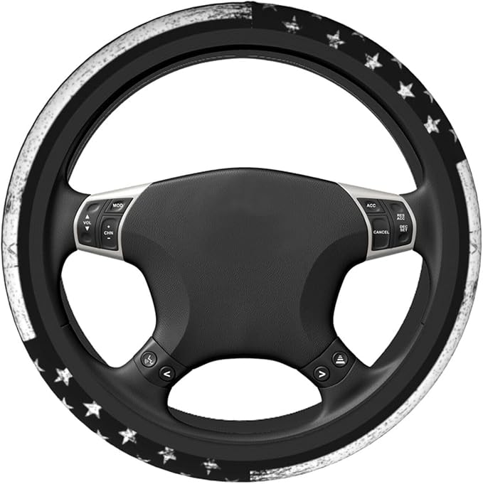 Thin Red Line Steering Wheel Cover Firefighter Steering Wheel Cover Anti-Slip Breathable Universal for 15 Inch Car 2 Pieces Car Coasters Suitable for Men Women