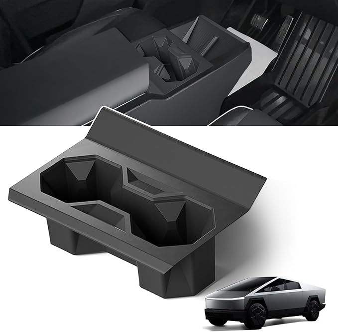 Tesla Cybertruck Cup Holder with Extended Edge - Durable Silicone Material, Anti-Slip, Easy to Clean, Protects Console from Scratches, Custom-Fit for 2024-2025 Models