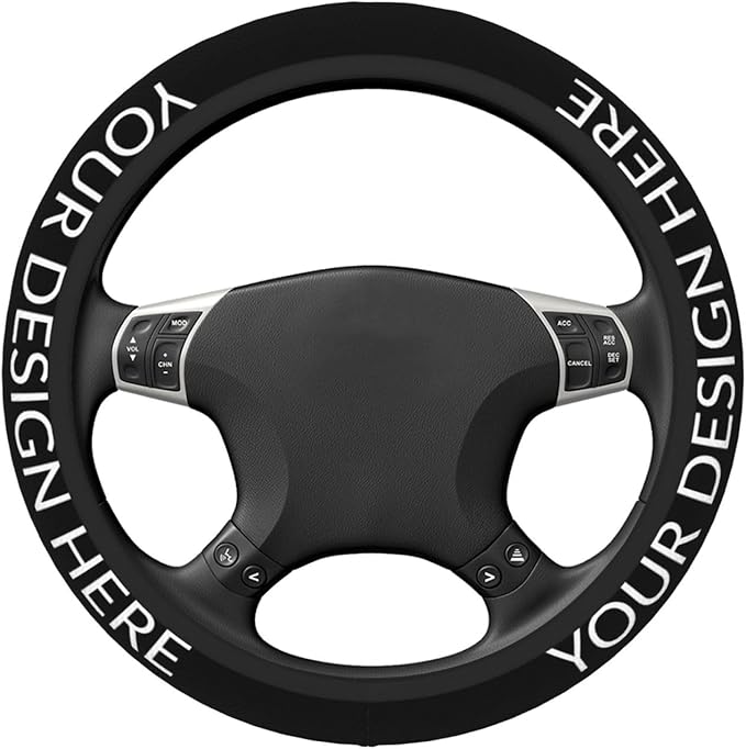 Custom Stretchy Neoprene Car Steering Wheel Cover, Add Your Own Personalized Text Logo Image Anti Slip and Sweat Absorption Universal Fit Vehicle, SUV, Trucks