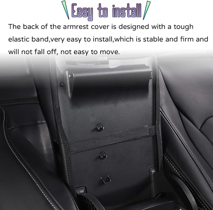 Custom Interior Accessories For Lexus RX 350 350L 450h 450hL 2015 2016-2022 PU Leather Center Console Armrest Box Cover Armrest Cushion Central Armrest Protector Pad(Black With Black Stitching)